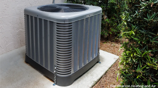 Heat pump HVAC unit outside of a home