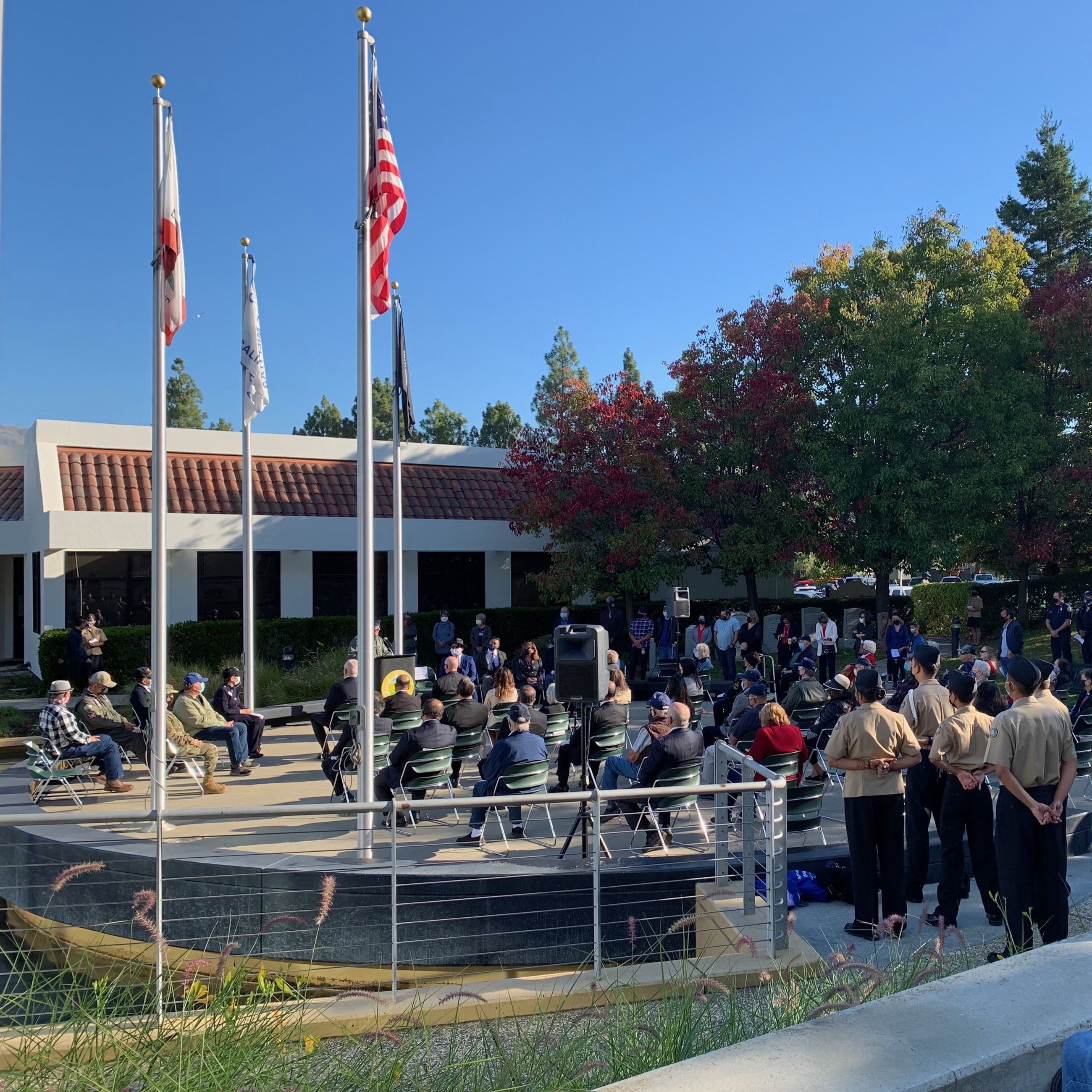 Ceremony from Behind Flags