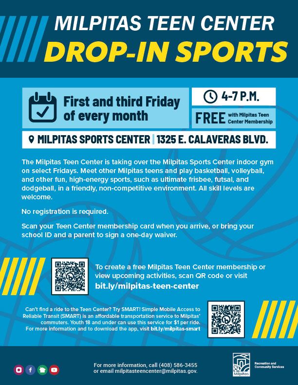 Teen Center Drop-In Sports 2025 - Flyer