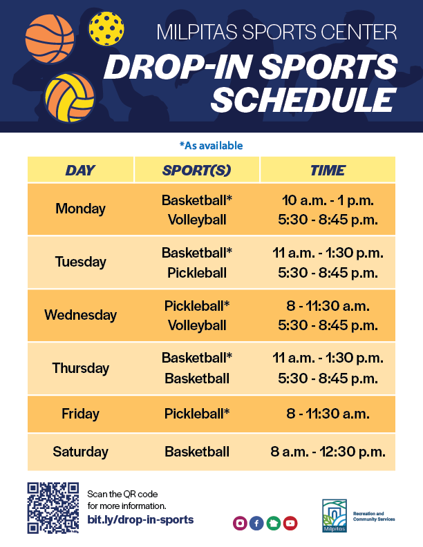 Sports Center Drop-In 2025 - Flyer-schedule